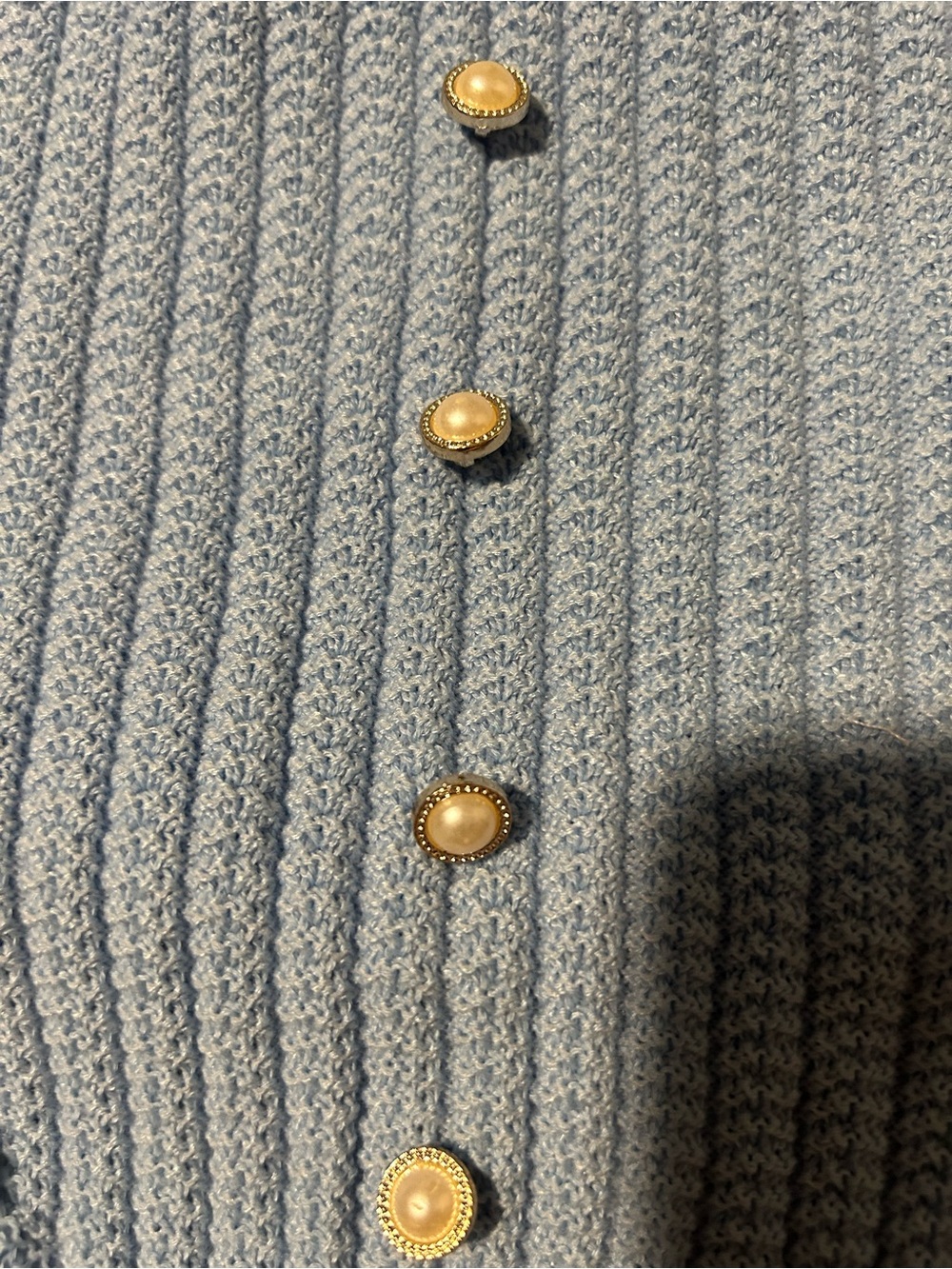 Light Blue Ribbed Knit Button Scarf - Picture 2 of 3